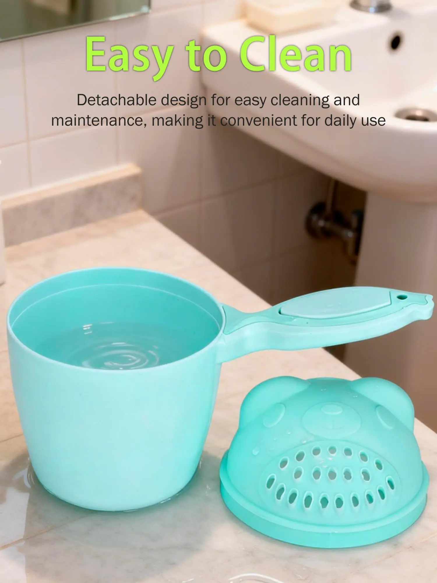 Tazza per il lavaggio della testa del bambino, tazza per shampoo, tazza per il lavaggio del viso per neonati e bambini, tazza per il risciacquo con protezione per gli occhi - immagine 5