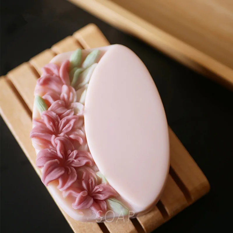 2023 Più Nuovo Stampo Per Sapone Fiore 3D Stampi Per Sapone In Silicone Di Forma Ovale Per Sapone Che Fa La Barra Da Bagno Stampo Per Sapone Naturale 