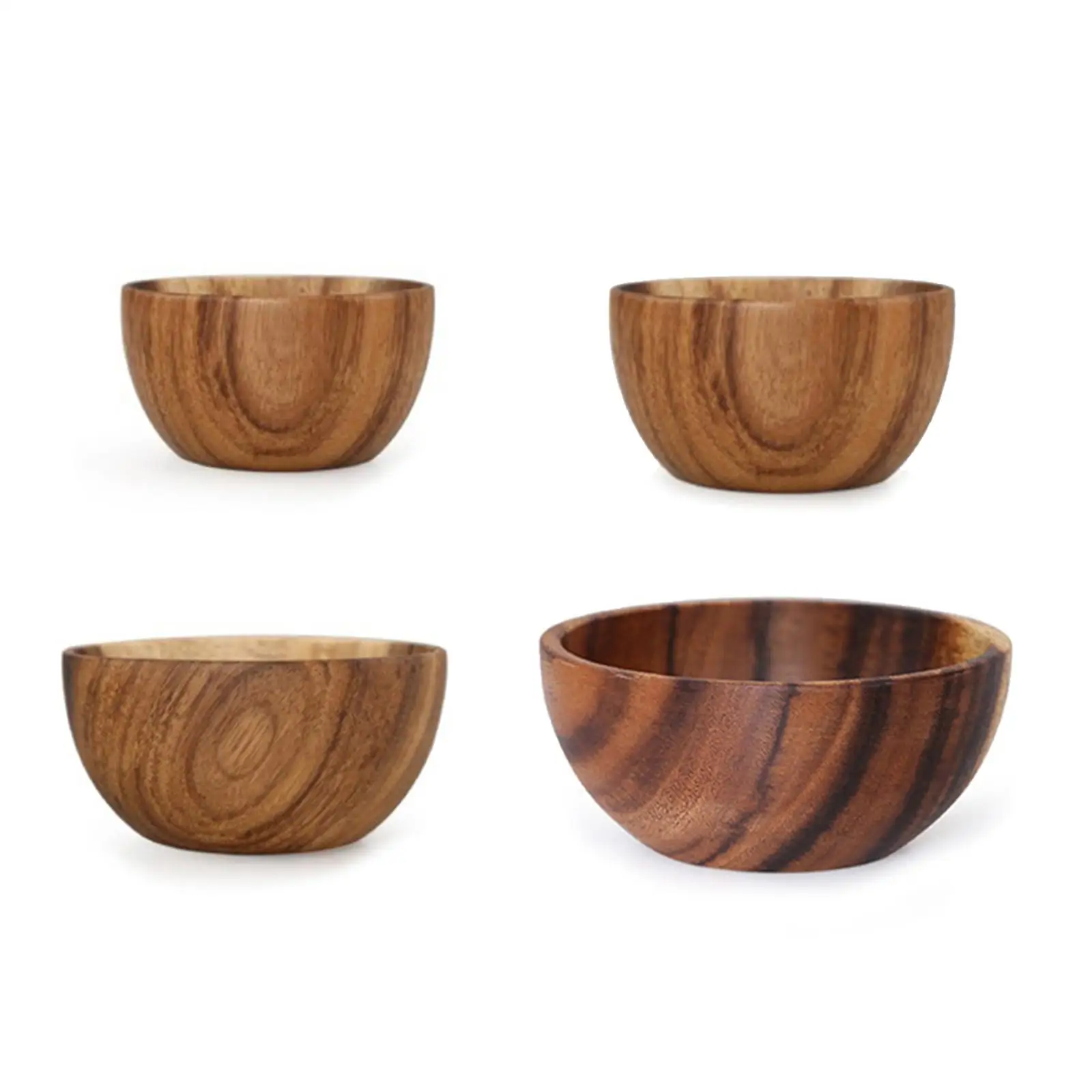 Wooden Salad Bowl Household Kitchen Utensils Fruit Rice Soup Serving Bowls