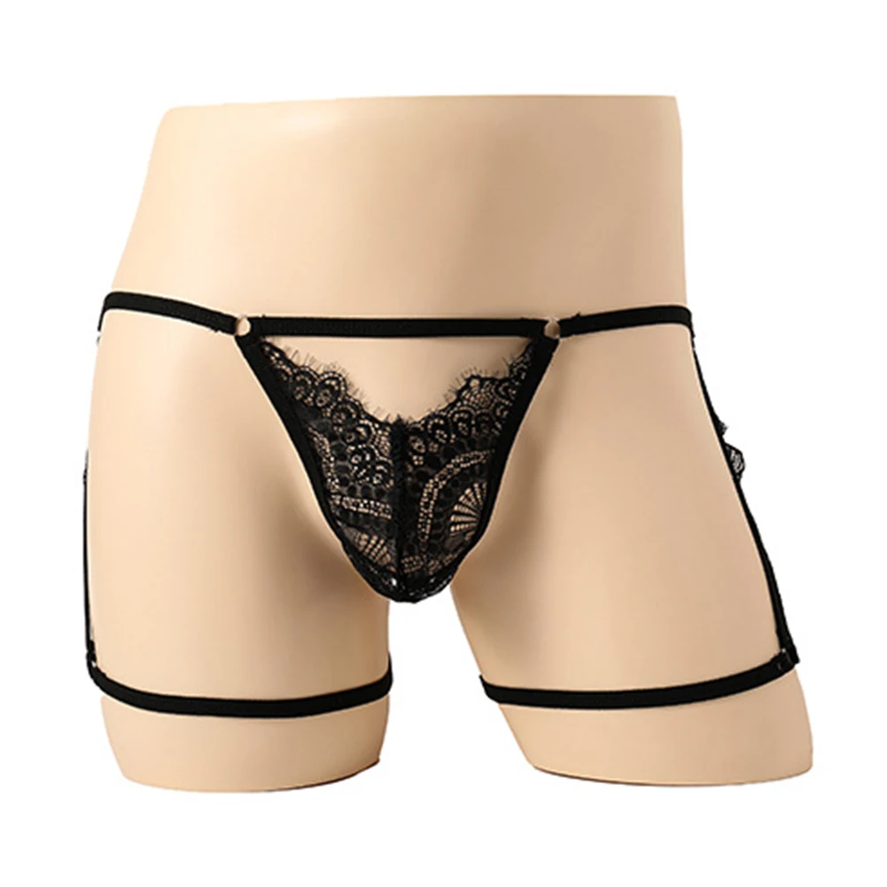 

Men Elastic Bulge Pouch Lingerie Slim Fit Knickers Underwear Lace Thongs Jockstrap G-Strings Briefs Man Breathable Panties