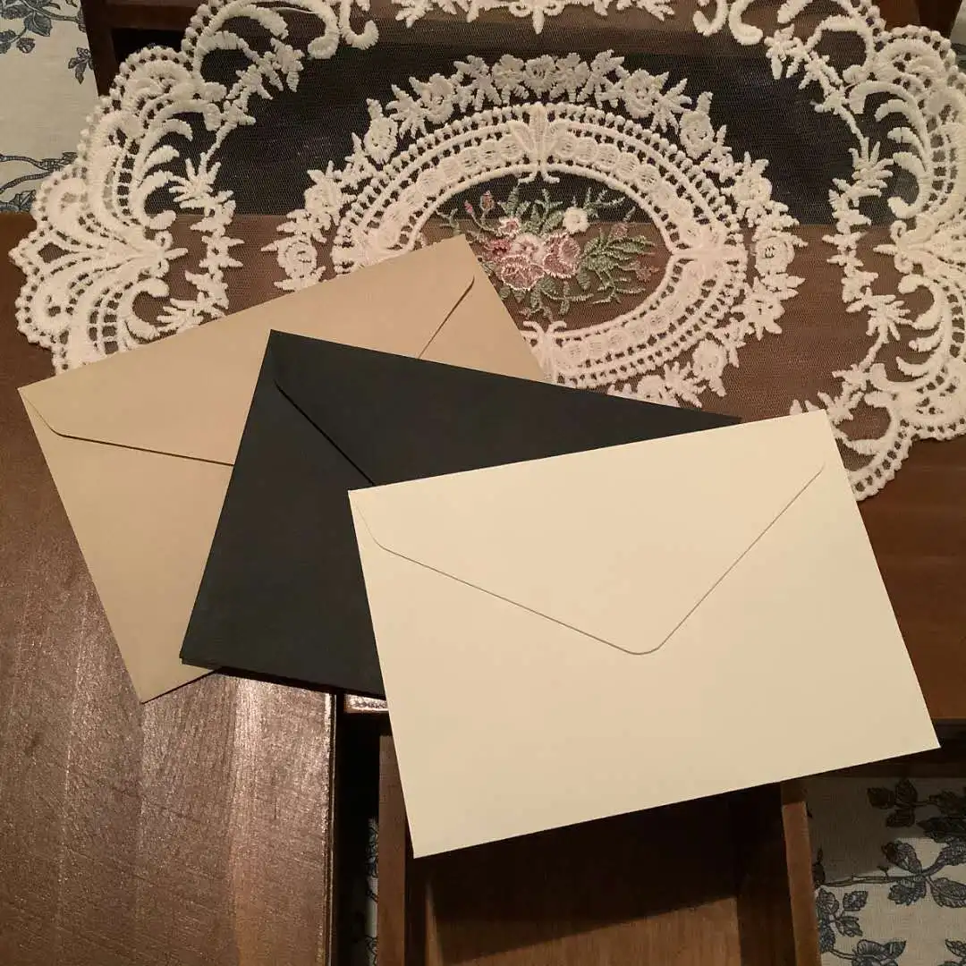 50pcs/lot C6 Size Kraft Black Paper Envelope Message Card Letter