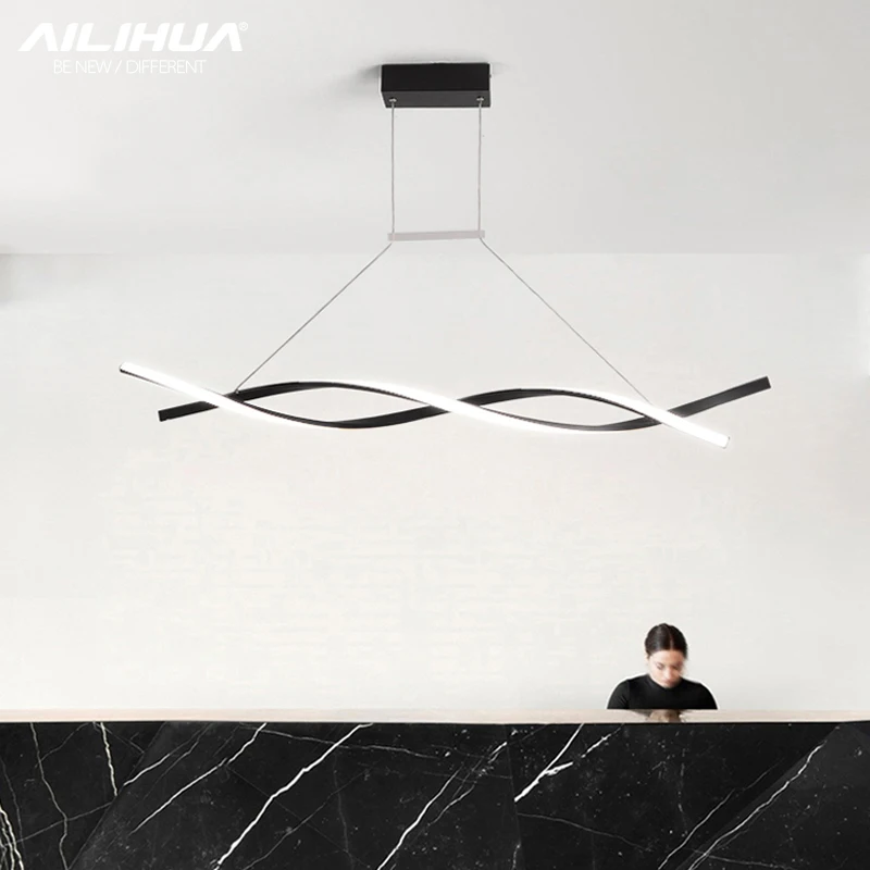 

Restaurant lamp Nordic modern simple restaurant chandelier bar table lamp hotel front desk studio chandelier LED strip lamp