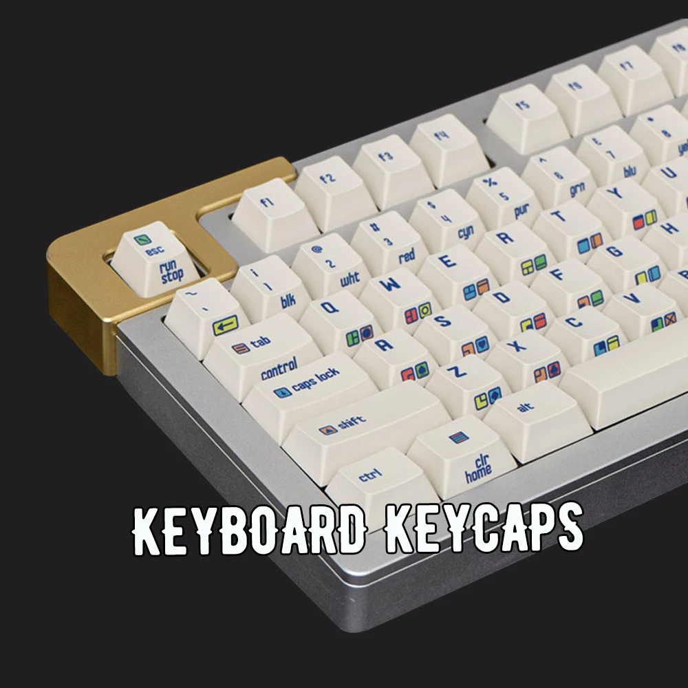 

Колпачки для клавиш GMK C64R2 PBT, колпачки для клавиш с 153 клавишами в стиле ретро на заказ, колпачки для клавиш с вишневым профилем «сделай сам» для механической клавиатуры с боковой гравировкой, колпачки для клавиш