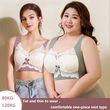  Seamless Bra Large Size Breasts Women Vest Type Anti Sagging Bras Lace Wireless Underwear Push Up No Steel Ring Lingerie New Bra 