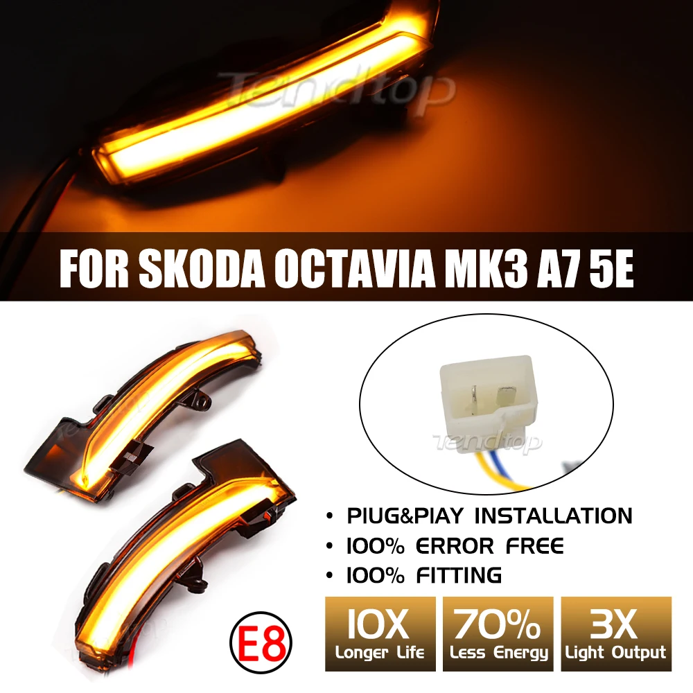 Led Dynamic Flowing Water Side Lights Specchietto Retrovisore Streamer Indicatori Di Direzione Per Skoda Octavia 3 Mk3 Iii A7 5E