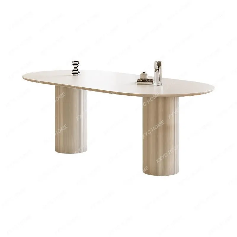 

Fashionable All-Match Creative Suspension Dining Table Simple White Oval Dining Table Nordic Matte Stone Plate Dining Table