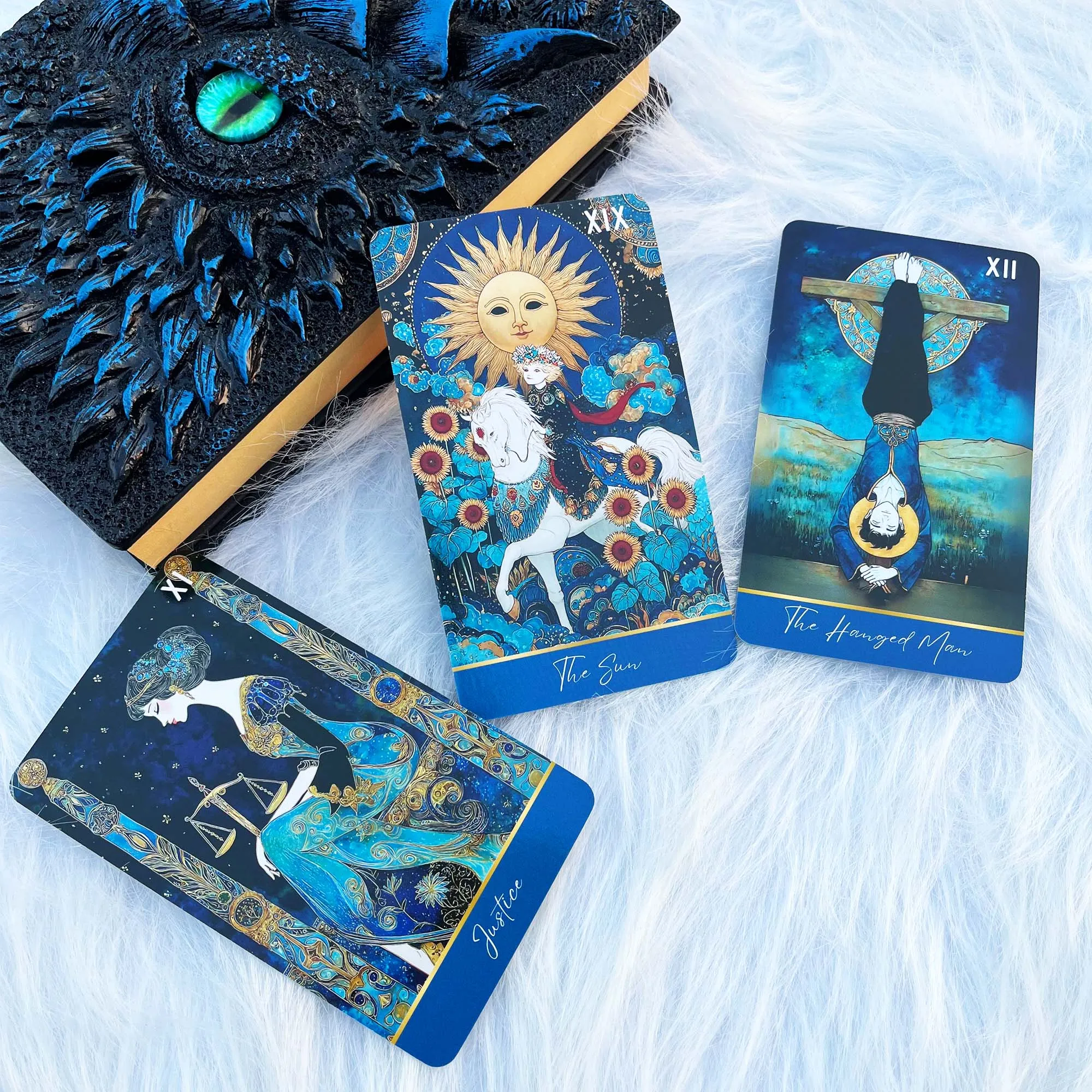 Azure Arcana Tarot Deck with English Guidebook – Perfect for Beginners, Card Games, Divination, and Meditation, 78-Card Set