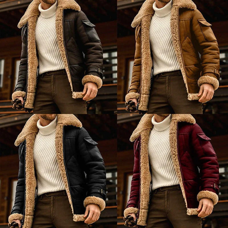 Men's Leather Jacket Made Of High Quality Fiber For Cold Protection