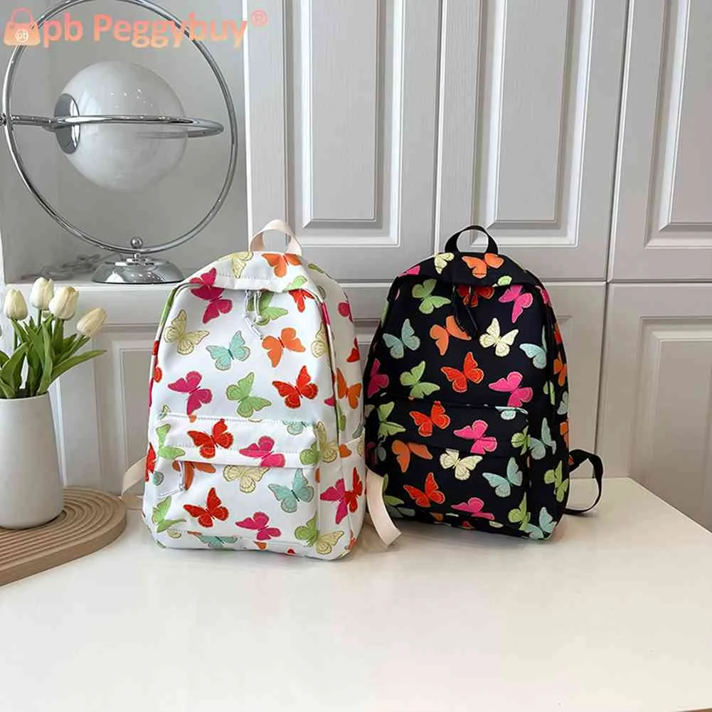 

Женский вместительный рюкзак с принтом бабочек, модный нейлоновый Многофункциональный школьный ранец с регулируемым ремешком для занятий спортом на открытом воздухе