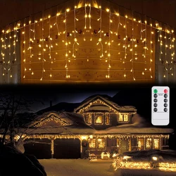 LED Curtain String White Festival Curtain Wedding ice bar lamp Fairy Garlands for Light Icicle waterfall Decor christmas Outdoor