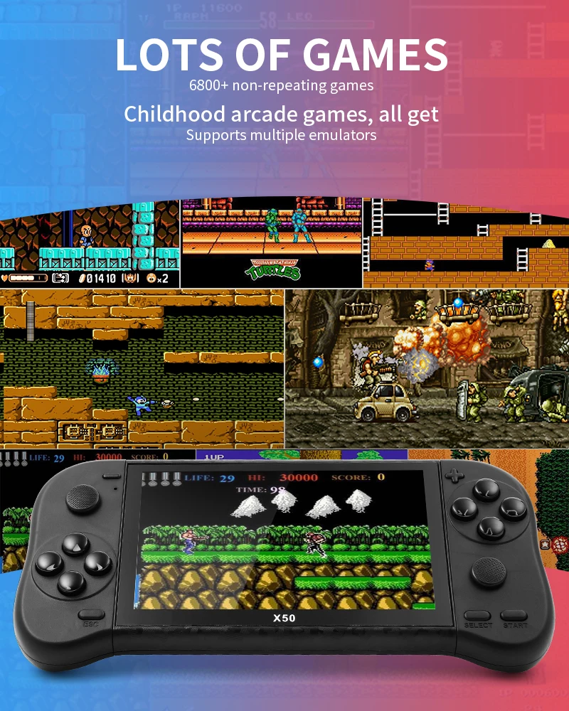2022 X50 5.1 HD screen 64bit Video games supports multiple emulators ortable Handheld Retro Game Console Video Player tv output