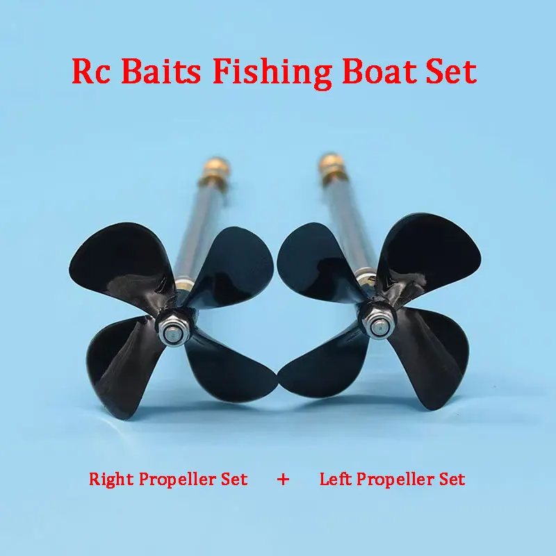 1 Paar 4 mm Bootswellen-Antriebswelle mit linken und rechten 4-Blatt-Propeller + Messing-Kupplung für Rc-Köder, Fischerboot, Raupenboot