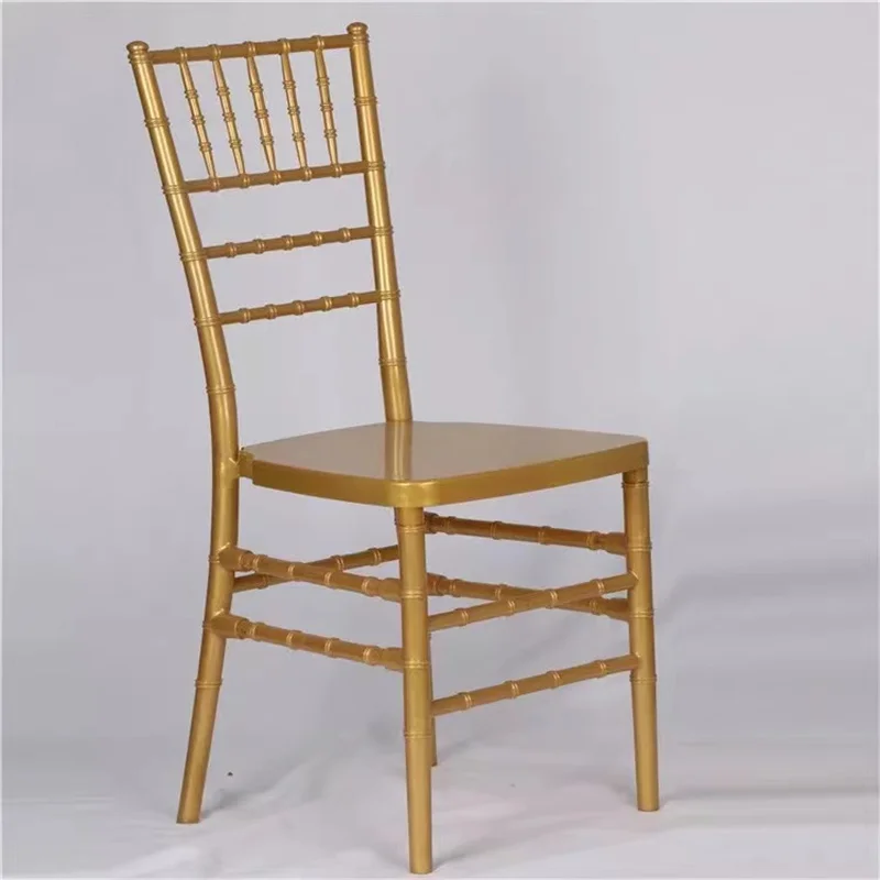 100 Pcs Wholesale Gold Tiffany Resin Plastics Material Detachable Chiavari Chair For Wedding Banquet Hotel Dining Chair