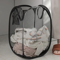 Folding Dirty Laundry Sorting Basket Washing Frame Bathroom Cloth Mesh Storage Bag Frame Bucket Laundry Organizers Storage Pouch 2