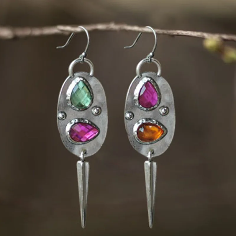 

Women Jewelry Vintage Geometry Water Drop Shape Crystal Dangle Earrings Female Wedding Engagement Decoration Jewellery aretes