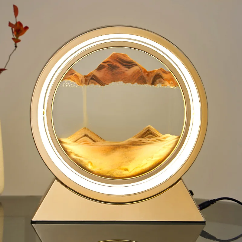 

Quicksand Moving Rotating Art 3D Hourglass LED Lamp Sand Scene Dynamic Living Room Decoration Accessories Modern Home Decor