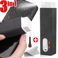 3 in 1 Portable Microfiber Screen Cleaner Spray Bottle with Cleaning Liquid for IPhone PC Laptop Polishing Cloth Cleaner Brush 1