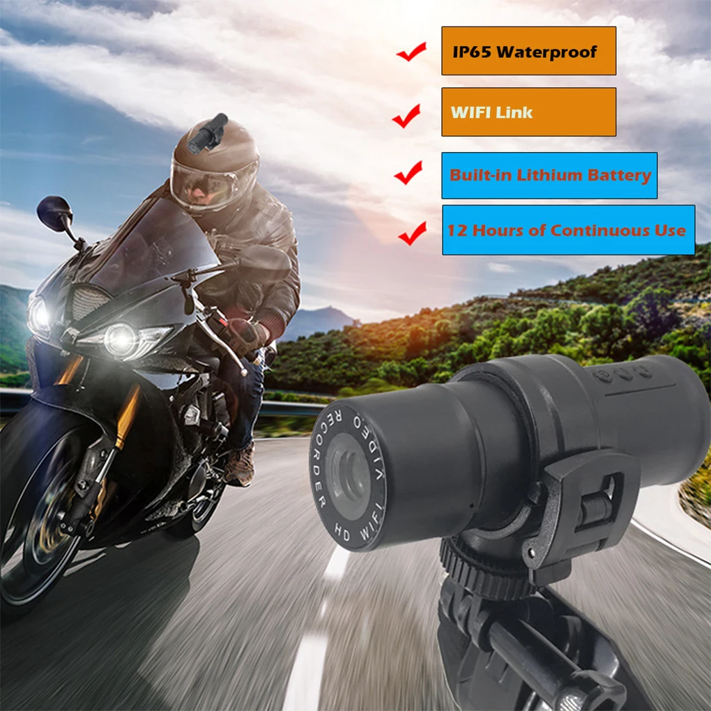 

Motorcycle Camera Handlebar Mount Rechargeable Motorbike Dash Cam Camcorder Outdoor Riders Security Video Recorder