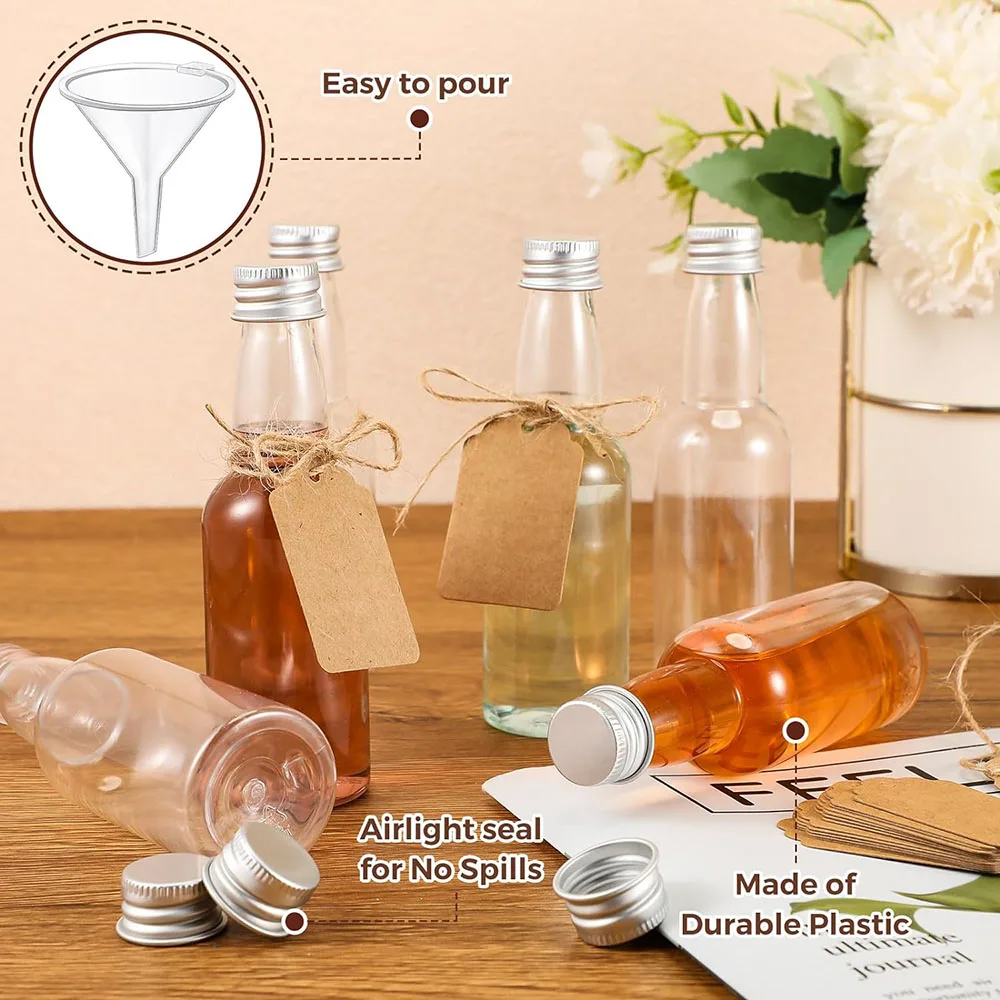 Mini Liquor Bottles Set 2 oz Small Plastic Spirit Bottles Mini Wine Bottles Plastic Alcohol Shot Bottles Party Favors 2