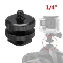 

1/4" Dual Thumb Screw Flash Cold Hot Shoe Camera Adapter Mount For Canon Sony-GoPro DSLR Dual Nut Cold Shoe Adapter Bracket