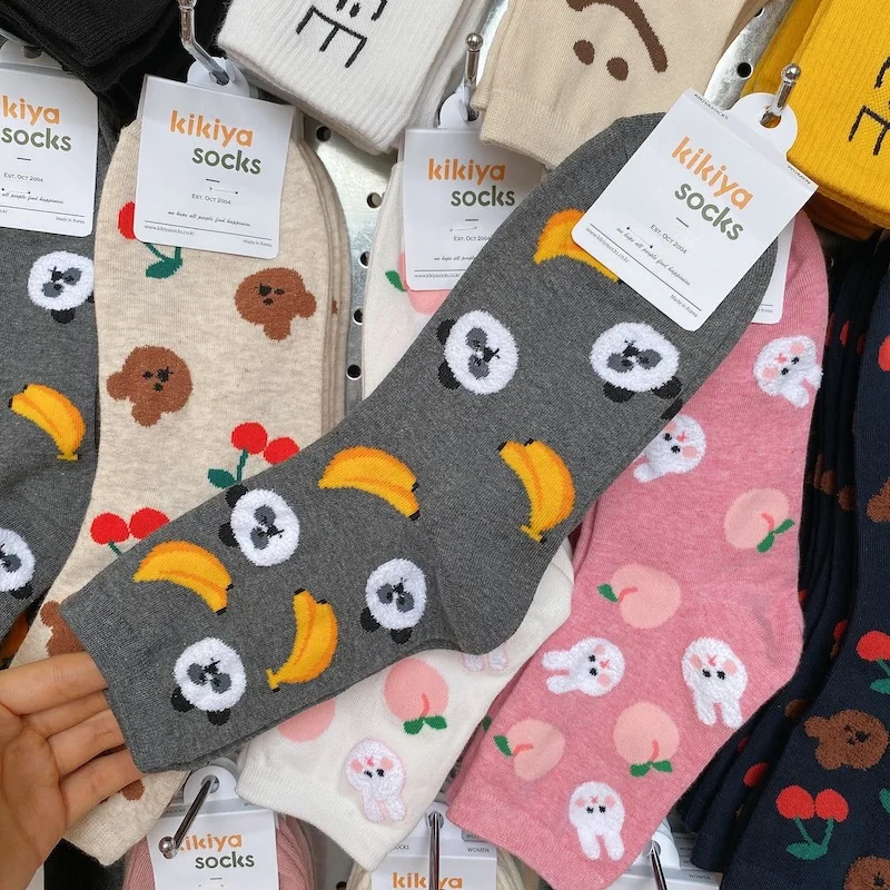 Cartoon Animals Women Sock Autumn Winter New Peach Bunny Middle Tube Cotton Socks  Fashion Cute Socks support socks for women