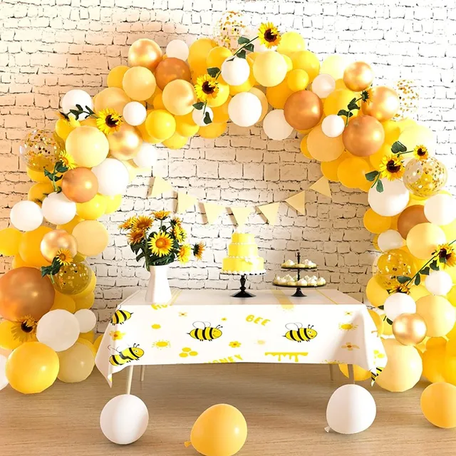 128 Pièces Arche Ballon Jaune, Decoration Anniversaire Jaune Gris Tournesol  Thème Kit ballons Guirlande pour les Filles Mariage Anniversaire Saint