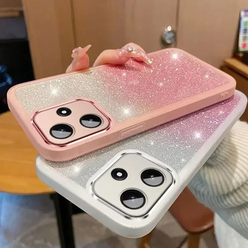 Glitter Phone Case with Built-in Lens Protection Film