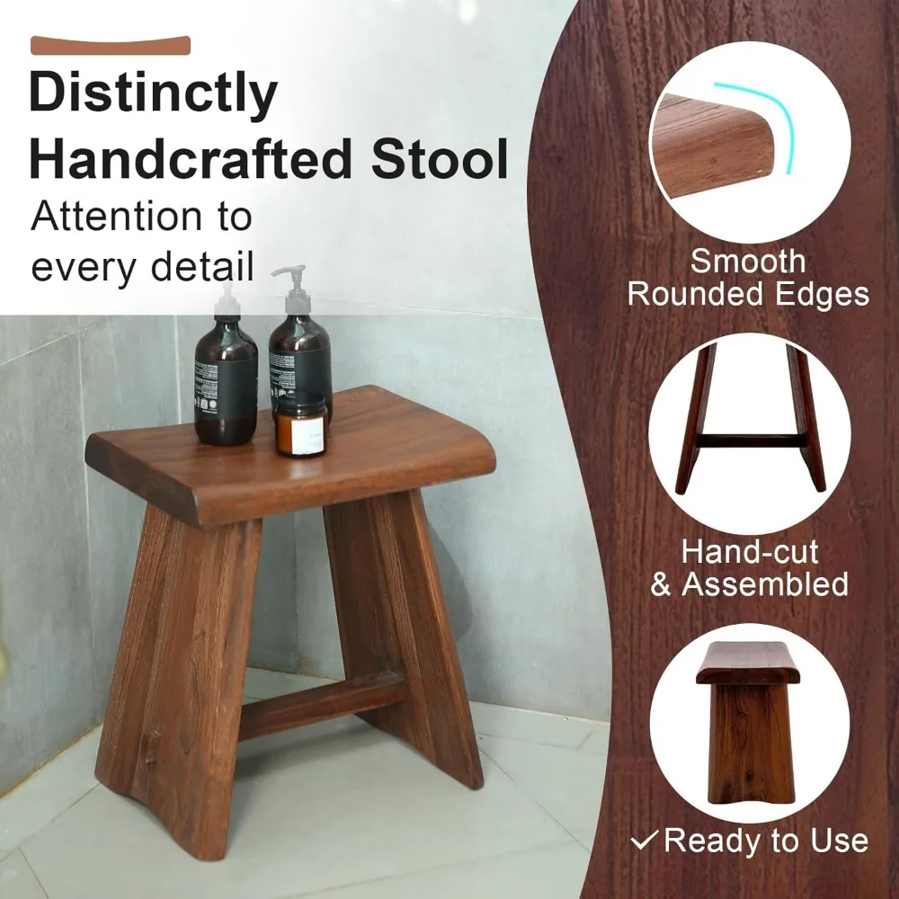 Teak Shower Stool, 15.8" x 11.8" x 17.9", Comfortable and Sturdy Spa Seating for Seniors & Individuals with Limited Mobility 6