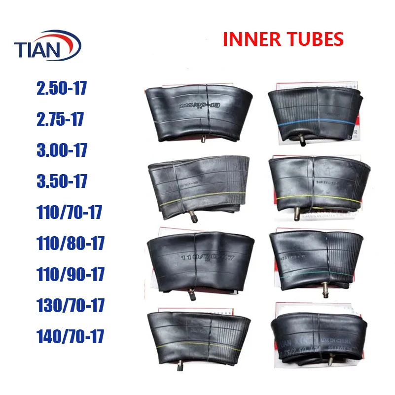 2.75-17 2.75/70-17 3.00/90-17 3.50/90-17 110/70/60-17 110/80/70-17 110/90/70-17 130/70/90-17 130/80/90-17 Camera D'Aria Serie Da 17 Pollici Per Moto