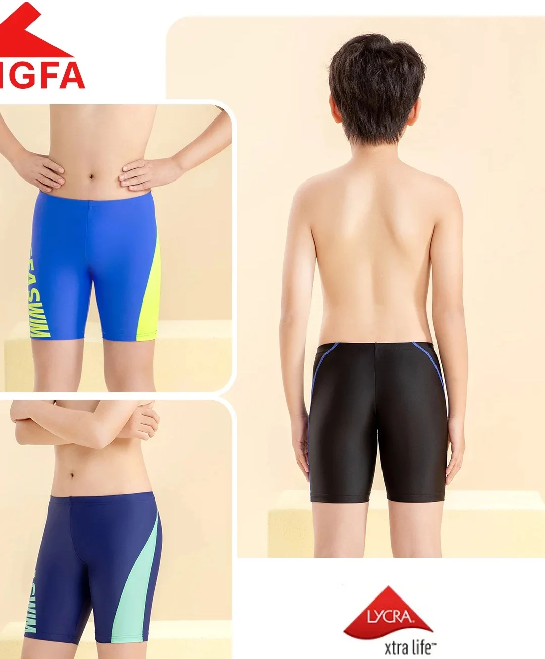 YINGFA 청소년 수영 바지 빠른 건조 통기성 소년 경쟁 훈련 수영 반바지 ..