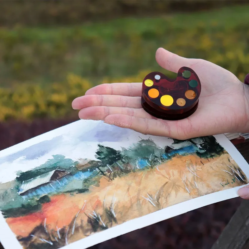 Creative Mini Pigment Palette Acrylic Hand Account Watercolor Book Clip Colorable Binder Paint Box Travel Painting Supplies paint tray color palette watercolor palette