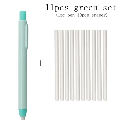 11Pcs/Set New Creative Pen Shape Press Type Pencil Eraser with Replaceable Core Sketching Painting Writing Erase Supplies - Image 9