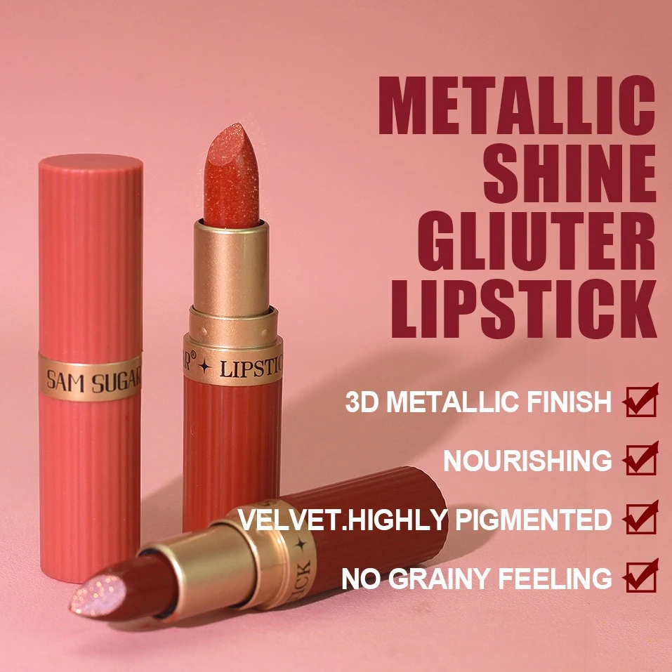 Pearlescent Pink Glitter Velvet Lipstick Metallic Waterproof Long Lasting Matte Shimmer Diamond Lipstick Women Makeup Cosmetic Best Sellers In Beauty & Health