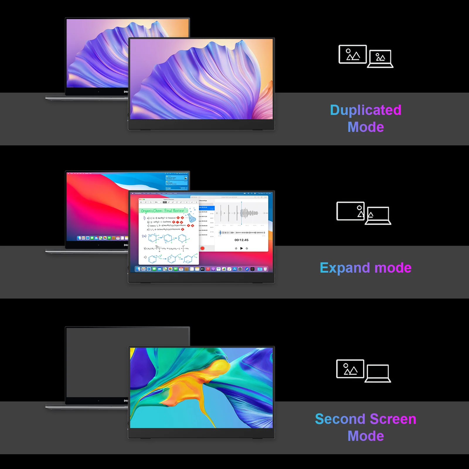 15.6인치 1080P 휴대용 터치 모니터 IPS 178 °   60Hz 45% NTSC 듀얼 스피커 타입-C 미니 HDMI(노트북 폰 스위치 PS4/5 Xbox용)