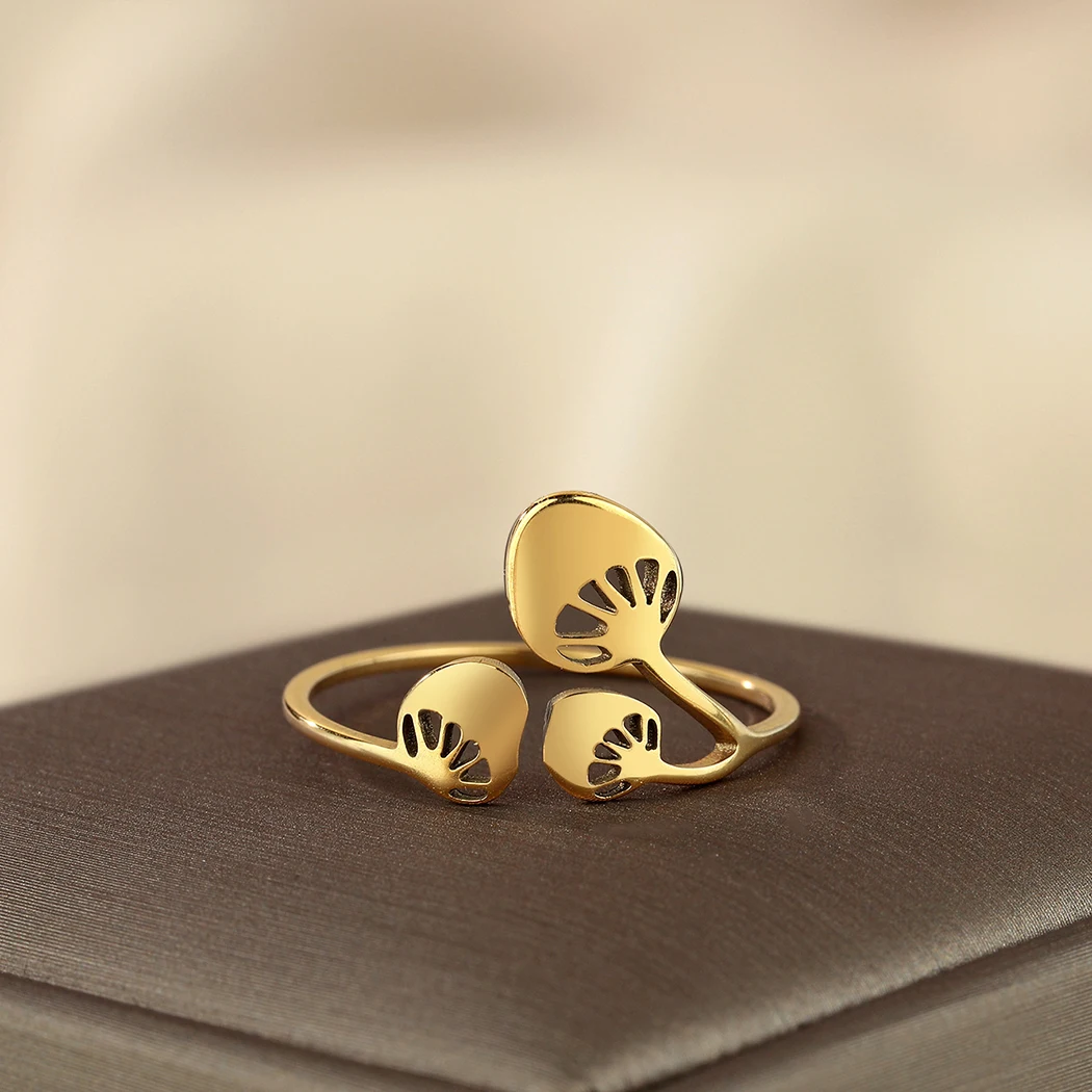 Anillo Geométrico de Flor y Hoja Vintage (Acero Inoxidable Dorado) S6b1572fc0aa44b5386096c7eeb7ef81fk