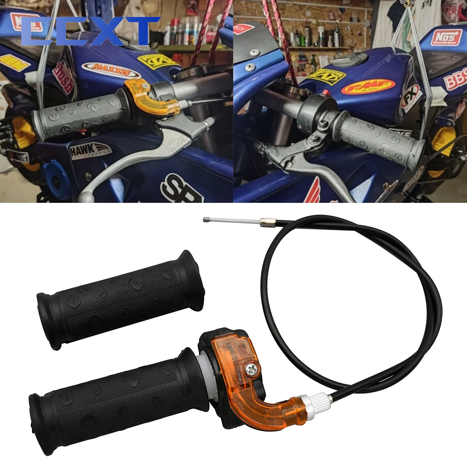 Twist Throttle Accelerator Grip + Cable For 47cc 49cc Mini Dirt Bike
