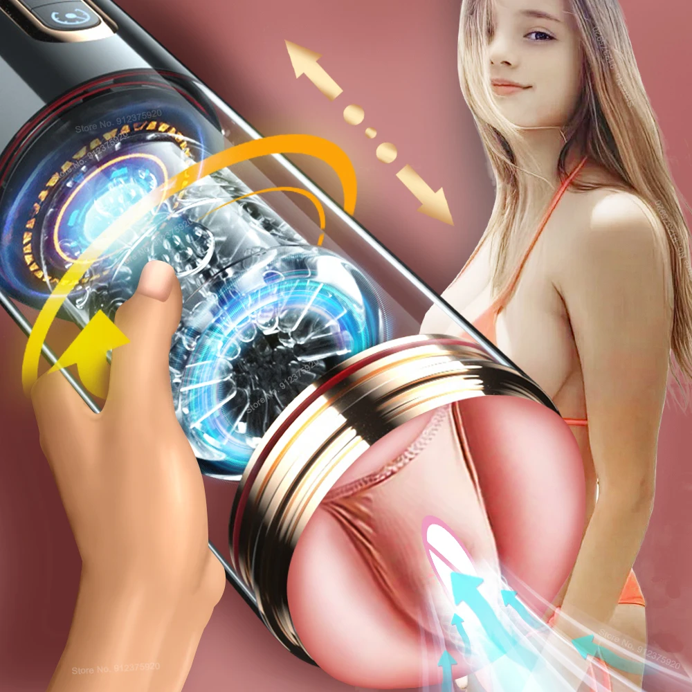 Automatische Männliche Masturbator Tasse Leistungsstarke Saugen Teleskop Rotierenden Masturbation Echte Vaginale Blowjob Maschine Sex Spielzeug Für Männer 1