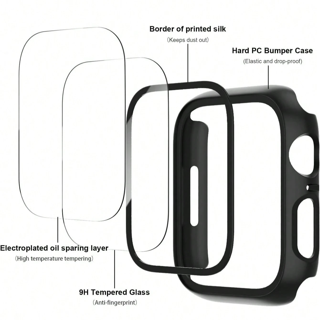 2-Pack Durable Shockproof Case with Tempered Glass Screen Protector