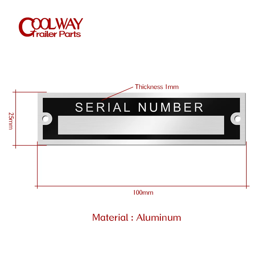 Aluminum Chassis ID Tag Vehicle Identification VIN Plate Blank Engraved 100 X 25 RV Camper Caravan Trailer Parts
