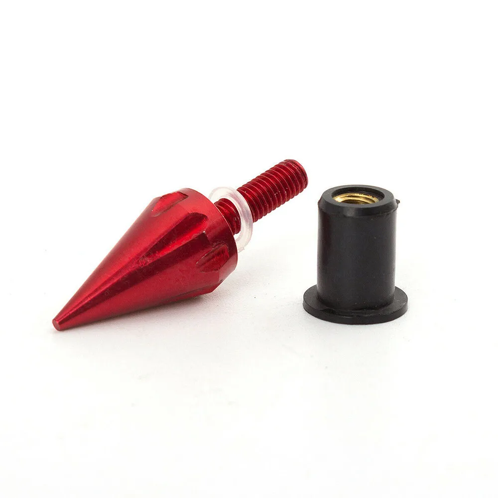 

CNC Spike Bolts Windscreen Fairings License Plate Motorcycle Red Universal 10PCS Aluminum New Practical Quality