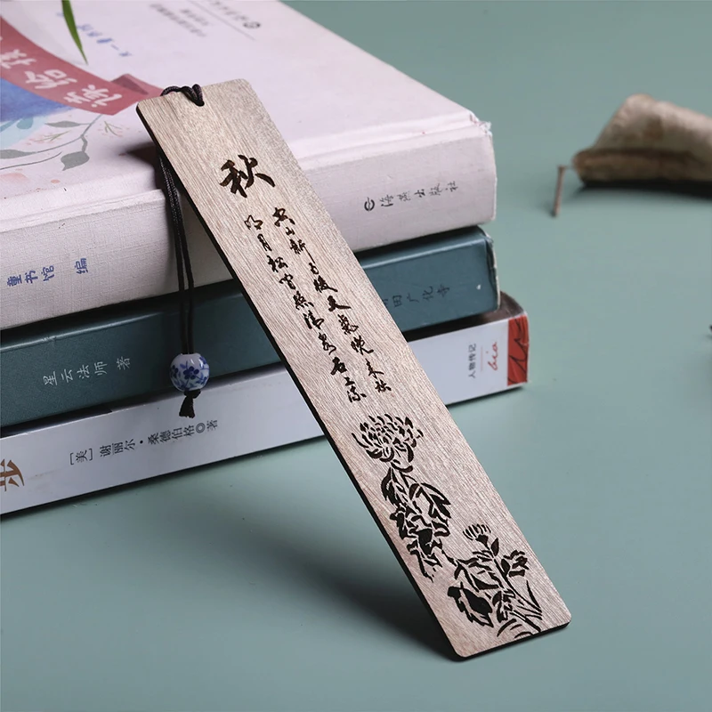 神仙道 教材4点フルセット Retro Wooden Carving Four Seasons Bookmarks Chinese Style