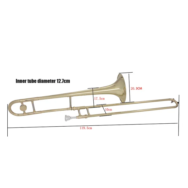 Trombone Bb Professionale In Ottone - Strumento A Fiato Con Bocchino, Oro, Per Studenti E Principianti - Foto 8