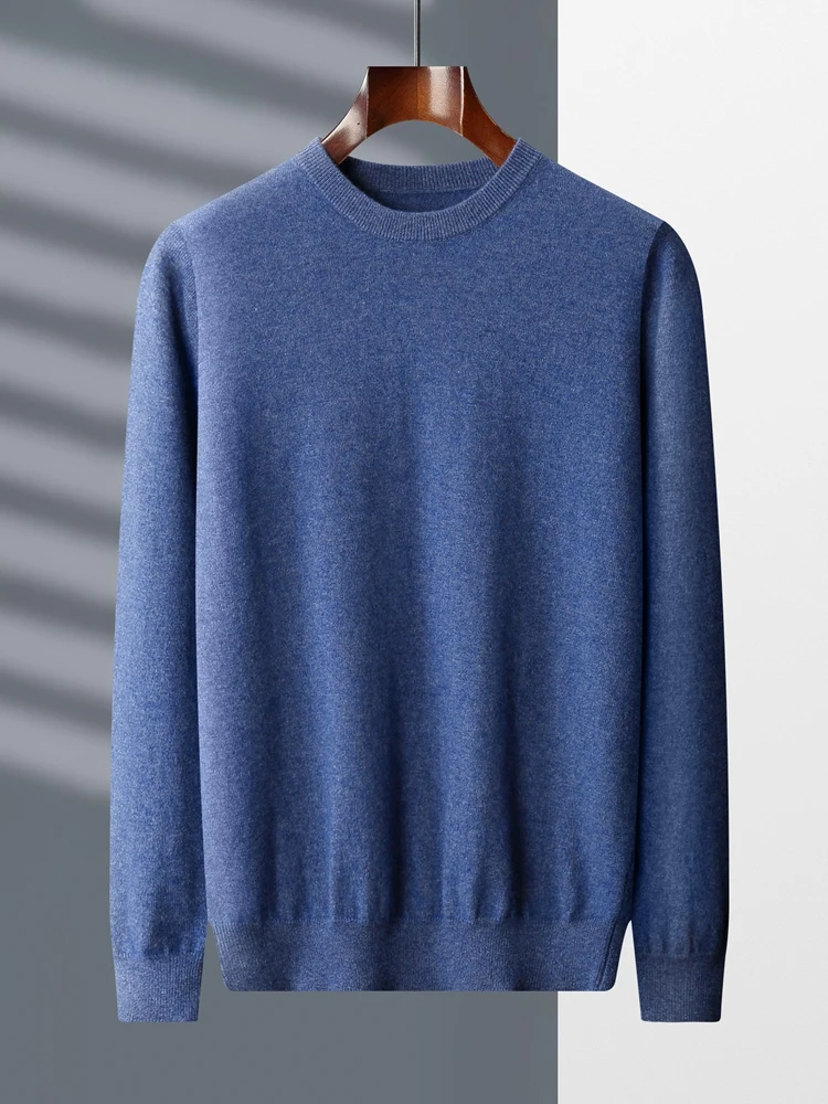 New Fashion Spring and Autumn Men Sweater 100% Cashmere O-Neck Long Sleeve Pullover Casual Plus Size Tops Warm Knit Shirt