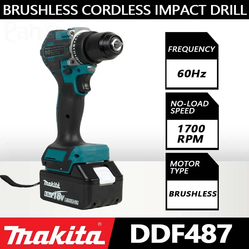 Makita Drill DDF 487-10 Brushless Drill Set with Impact Drill Cordless Drill Battery and Charger 21+3 Torque Setting Makita 4