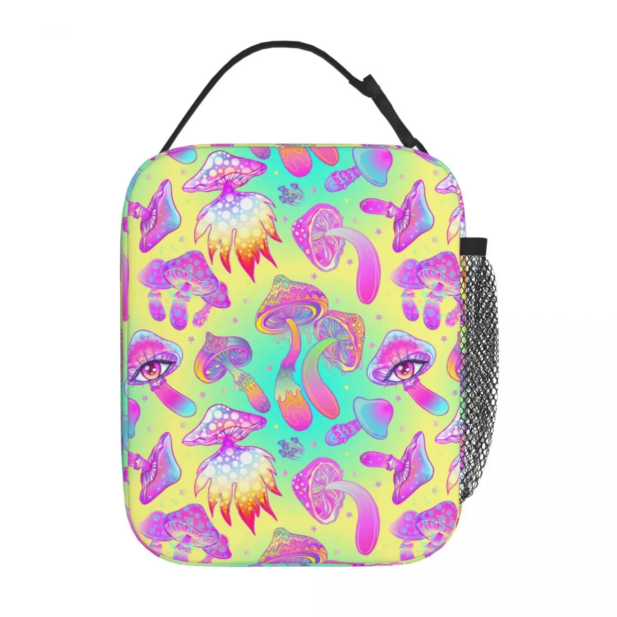 

Hippie Colorful Magic Mushrooms Insulated Lunch Tote Bag Tie Die Mushroom Trippy Food Box Thermal Cooler Bento Box School