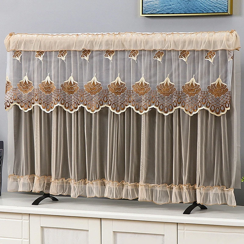 TV Screen Monitor Protector Cover 55/60/65/70/75inch Television LCD Protector Lace Embroidery Dust Cover Home Decorations