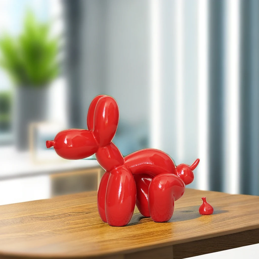 Vilead zabawny balon kupujący pies rzeźby z żywicy Pop Art posąg biały czerwony Ornament do łazienki akcesoria do dekoracji domu