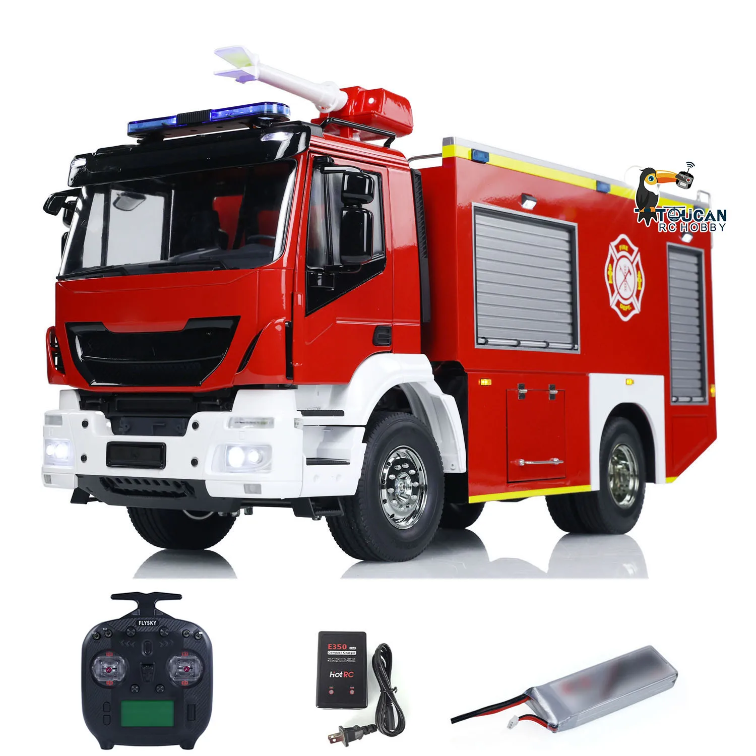 1/14 RTR RC 소방차 4x2 구조 소방차량 2단 변속기 라이트 사운드 도색 완료 무선 조종 자동차 THZH2025