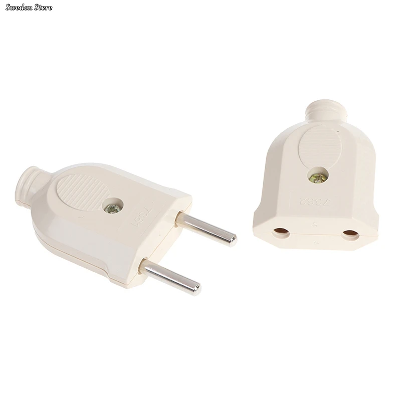 2 Pin EU Plug Male Female Connector Socket for Power Extension power plug adapter power socket adapter conversion plug electrical power socket plug conversion socket electrical sockets power cable plug
