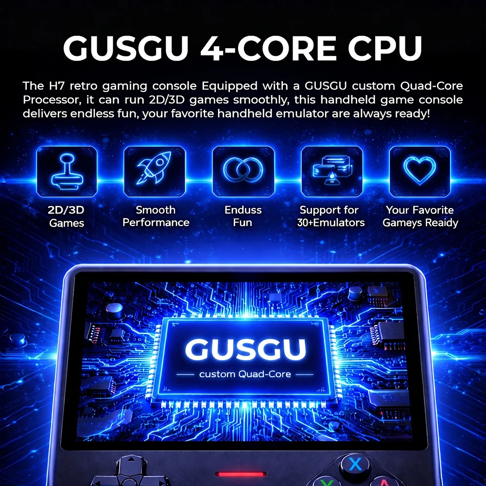 GUSGU H7 Retro Handheld Game Console Linux System 4.5-inch IPS Screen Video Player 64GB Portable Handheld Game Consoles - 2